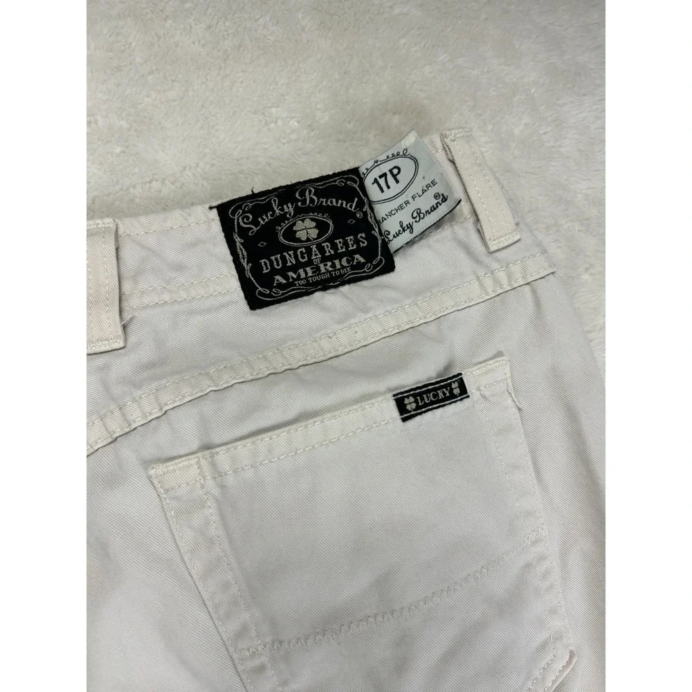 Lucky Brand Dungarees Rancher Flare Jeans Womens 10/30 Off White Mid Rise